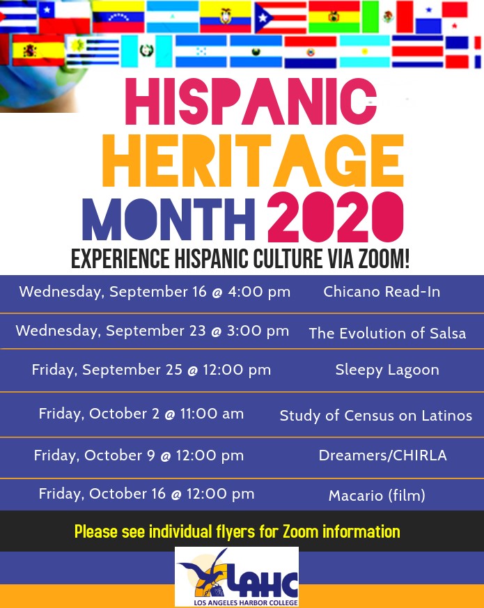 Hispanic Heritage Month 2020 Schedule Flyer