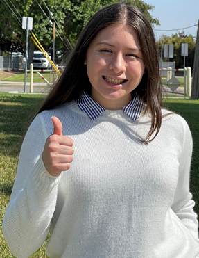 Monserrat Smiling with Thumbs Up