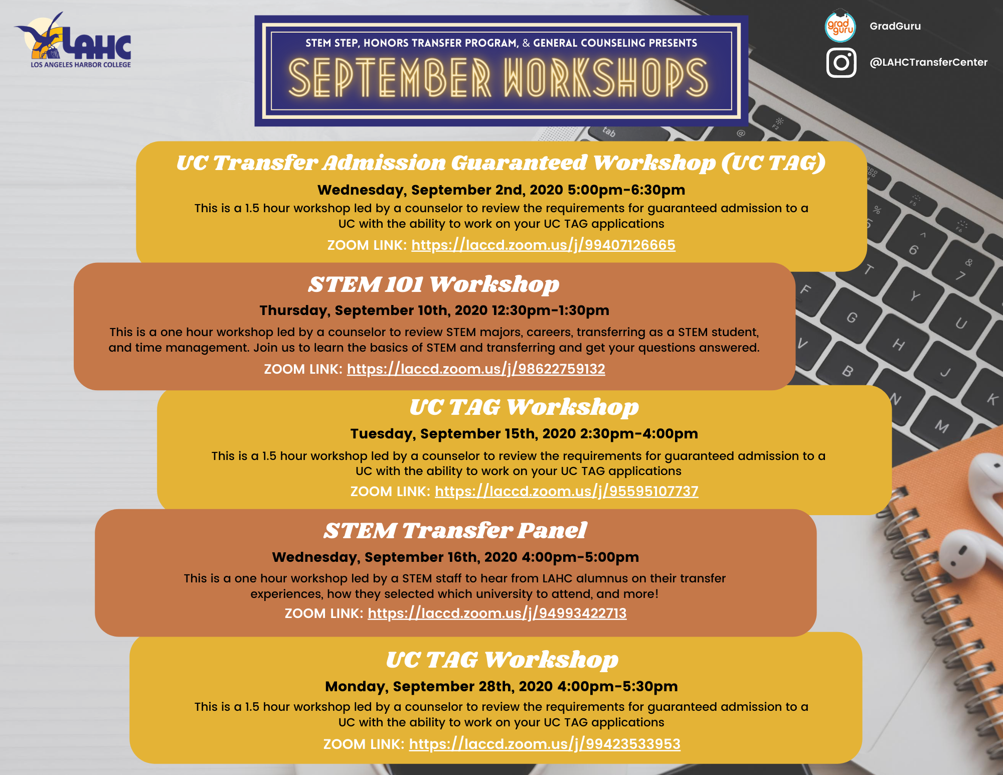Advertising of the September STEM Workshops