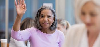 Adult Woman Raising Her Hand