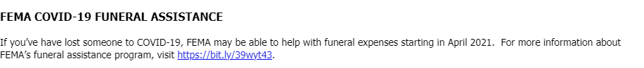 Covid 19 Funeral Assistance