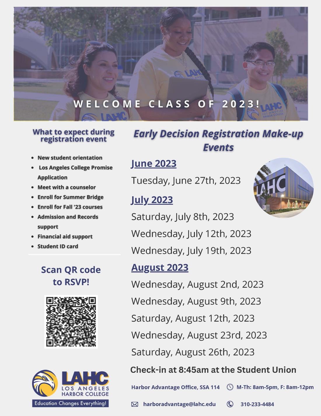 Early Decision Registration Make-Up Events