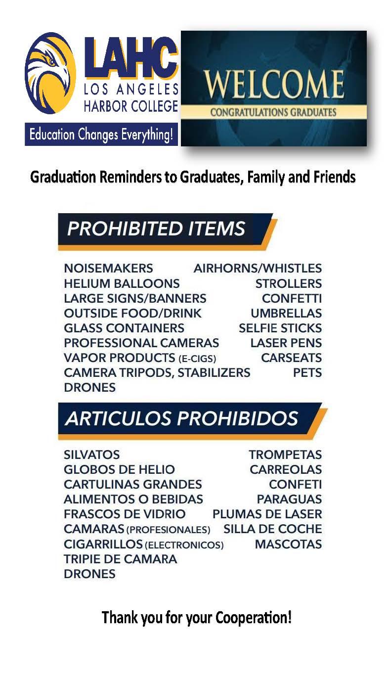 Prohibited Items for Graduation 2023