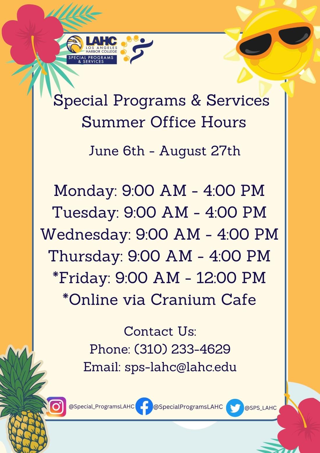 SPS Summer Office Hours