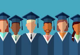 cartoon of individuals in cap and gowns