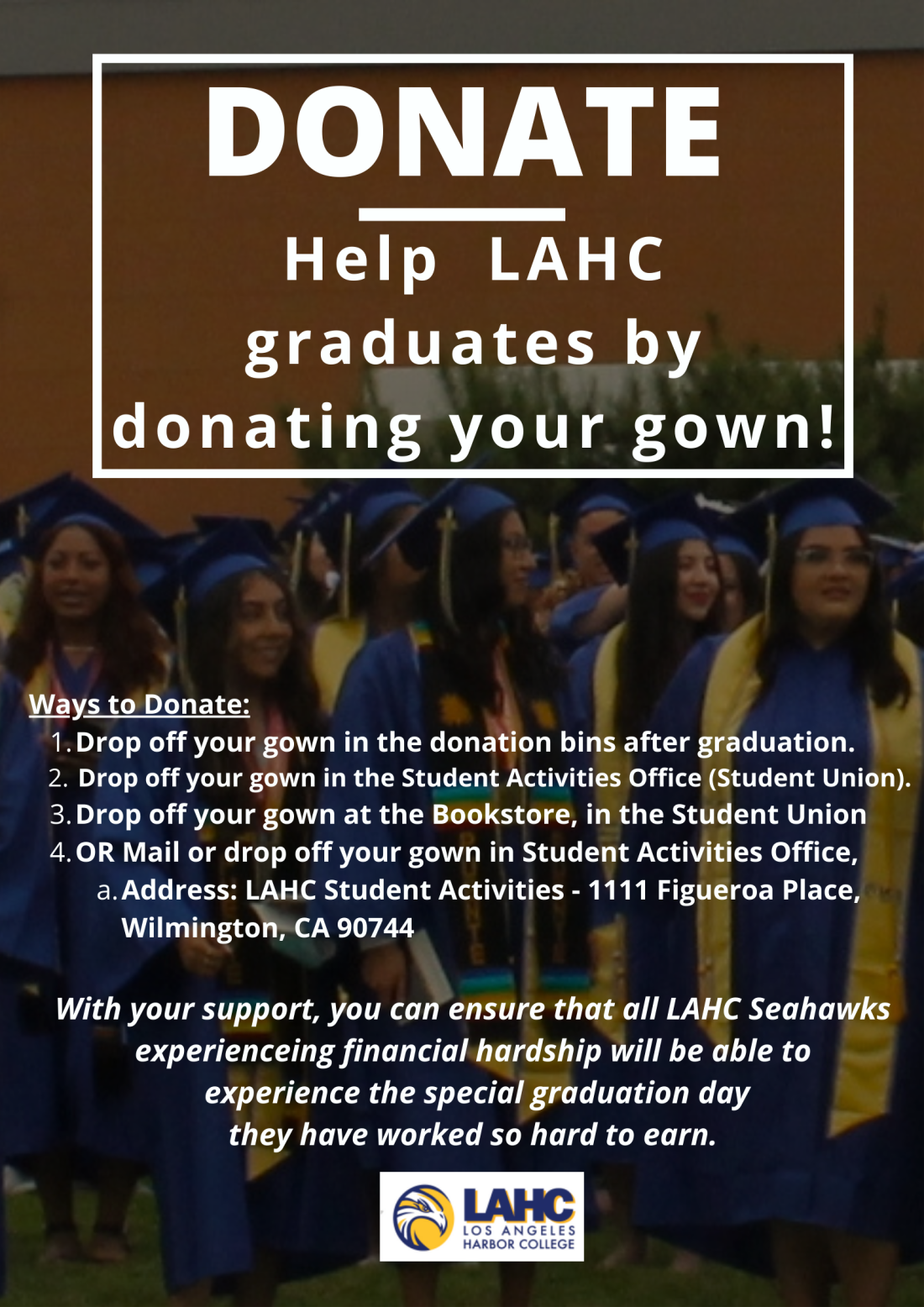 Donate your Cap and Gown at Harbor College