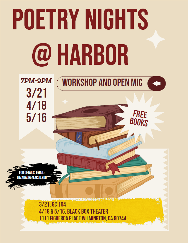 Flyer with Poetry Night dates, times, and locations.