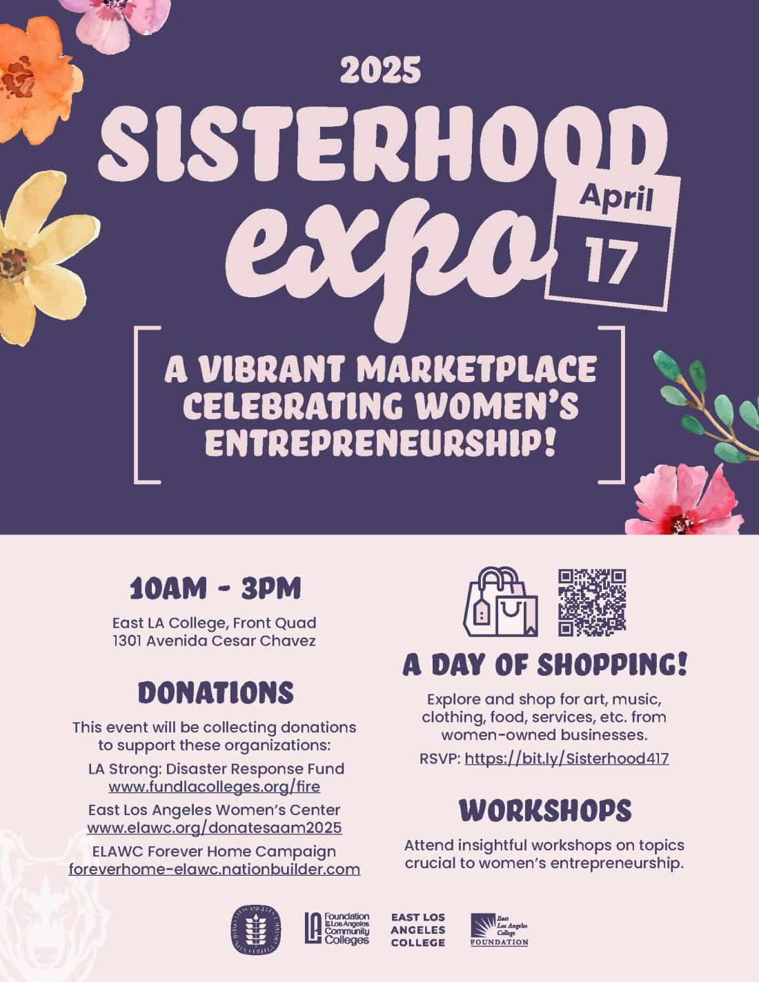 LACCD ELAC Sisterhood Expo 2025 attendee flyer