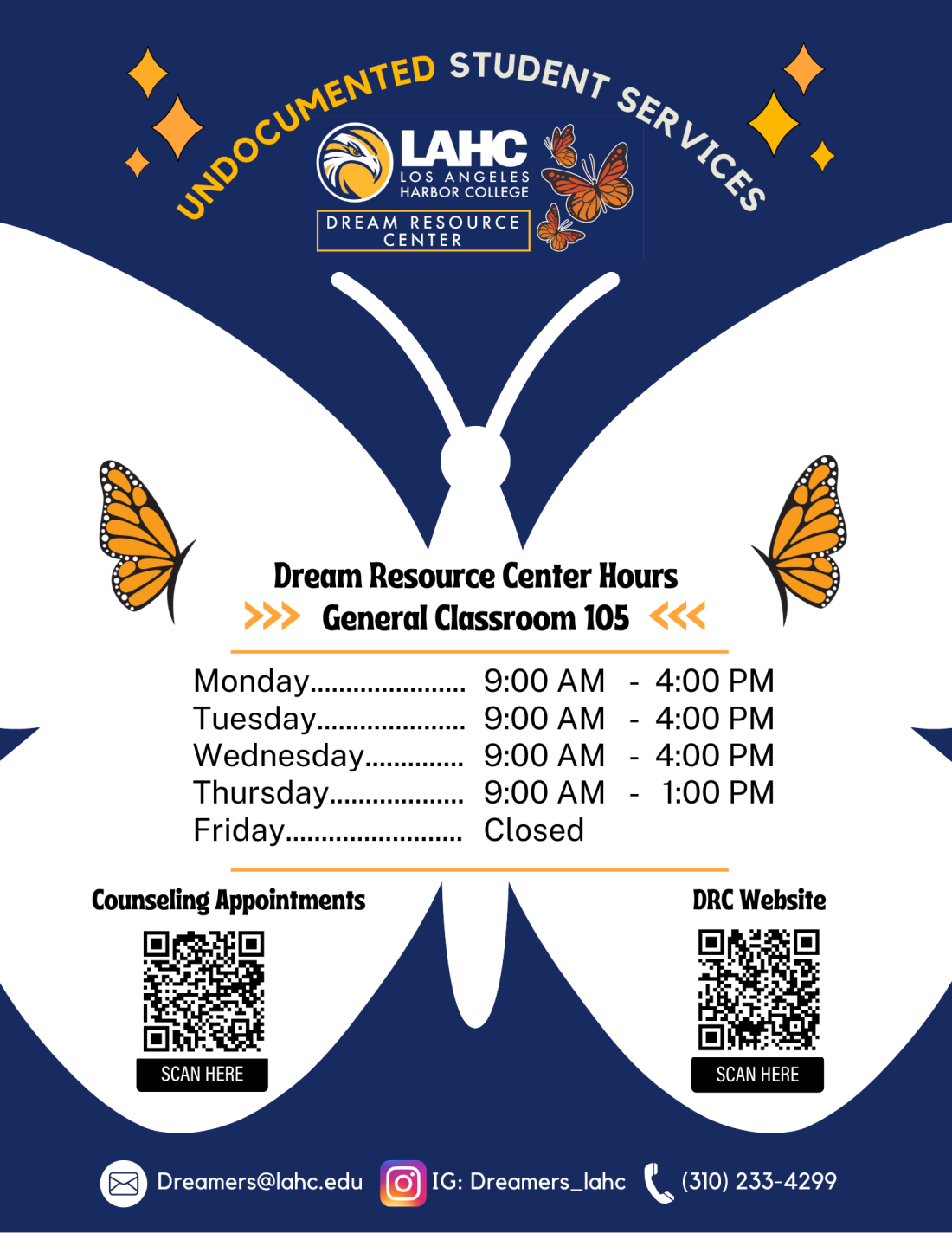 Flyer of the Dream Resource Center Hours