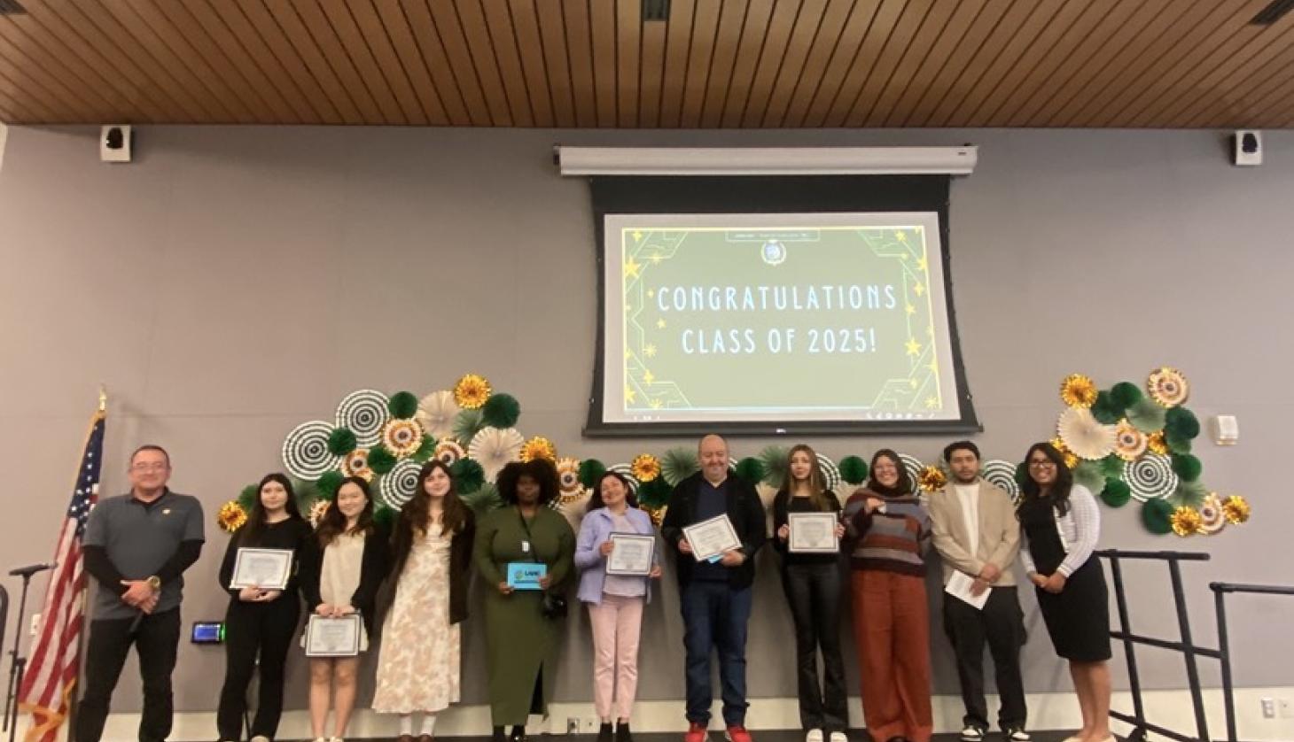 HTP students at the Transfer Recognition Ceremony Stage